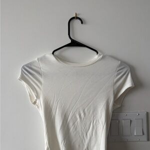 Windsor Cream Ribbed Short Sleeve Top